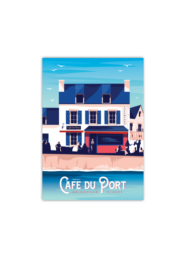 Carte postale du Café du Port à Brignogan-Plages