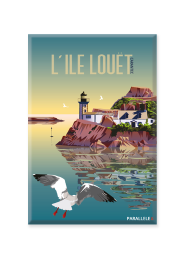 L'île Louët est certainement la plus célèbre des îles de la Baie de Morlaix. Située au large de Carantec, vous pouvez même réserver la Maison du Gardien pour y passer la nuit. L'illustration a été dessinée dans le Finistère et le magnet a été fabriqué en France.  Pour l'expédition de votre commande, chaque magnet est soigneusement inséré dans un sachet en plastique recyclé, lui même inséré dans un carton solide d'expédition.  Dimensions : 5.4 x 8 cm  Finition : mat soft touch