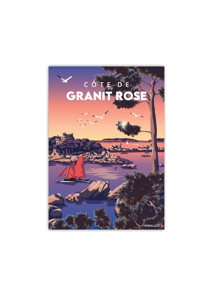 Carte postale de la côte de granit rose