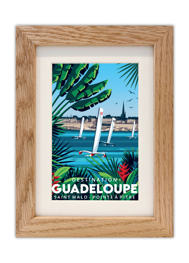 Carte postale de la Route du Rhum avec un cadre chêne