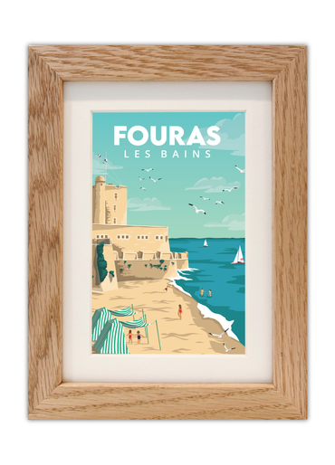 Carte postale de Fouras-les-Bains avec un cadre en chêne