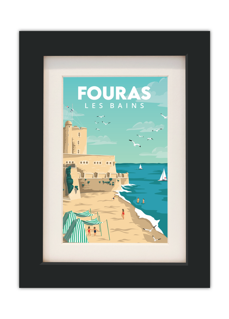 Carte postale de Fouras-les-Bains avec un cadre noir