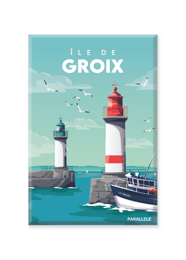 A seulement 45min en bateau depuis Lorient, succombez au charme de l'Île de Groix et de Port Tudy. L'illustration a été dessinée dans le Finistère et le magnet a été fabriqué en France.  Pour l'expédition de votre commande, chaque magnet est soigneusement inséré dans un sachet en plastique recyclé, lui même inséré dans un carton solide d'expédition.  Dimensions : 5.4 x 8 cm  Finition : mat soft touch