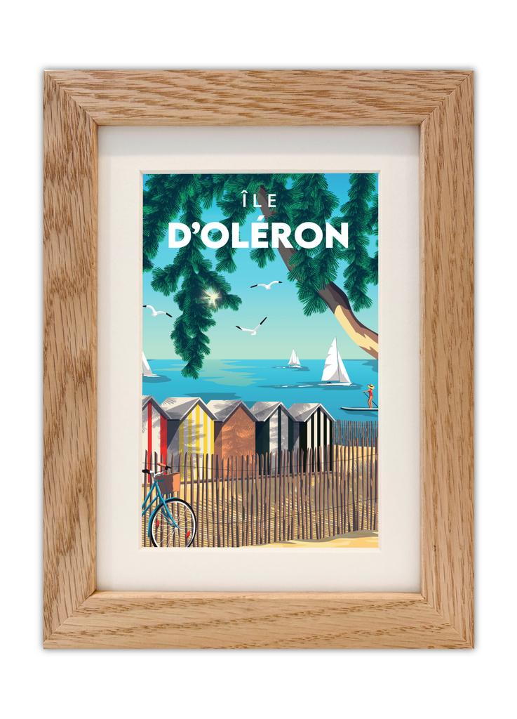 Carte postale de l'île d'oléron avec un cadre chêne