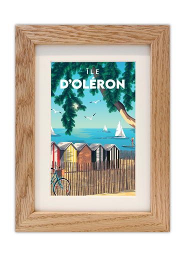 Carte postale de l'île d'oléron avec un cadre chêne