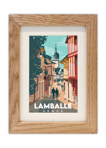 Carte postale de Lamballe-Armor avec un cadre chêne