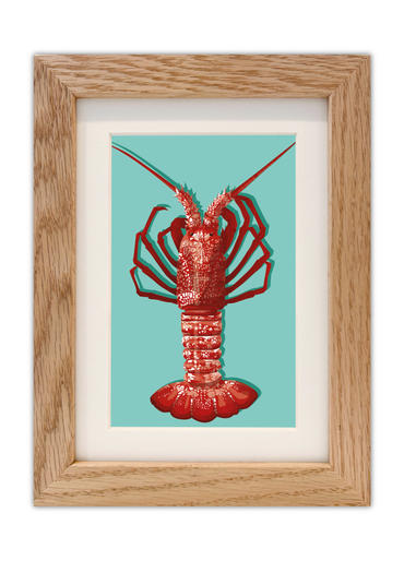 Carte Postale d'une Langouste avec un cadre chêne