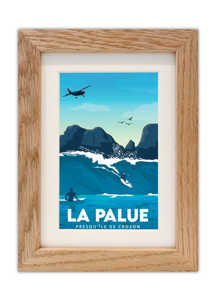 Carte postale de surfeurs à La Palue dans un cadre chêne