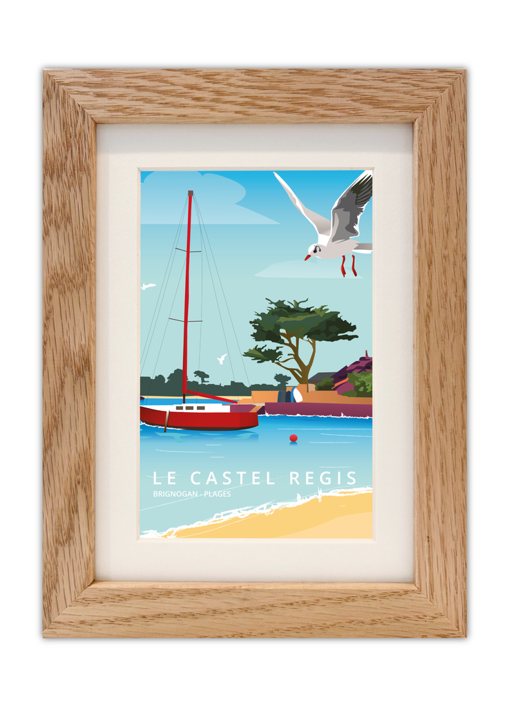 Carte Postale du Castel Régis à Brignogan-Plages avec un cadre en Chêne