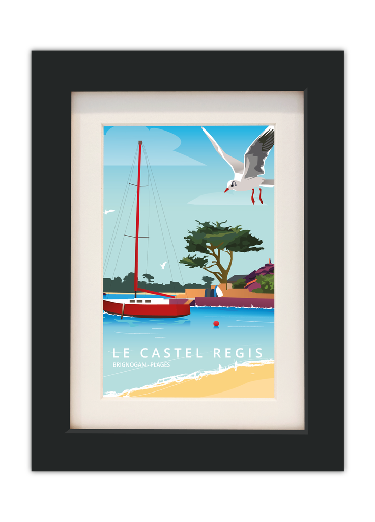 Carte Postale du Castel Régis à Brignogan-Plages avec un cadre noir