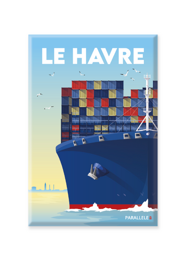 Situé en Seine-Maritime sur l'estuaire de la Seine, Le Havre est la commune la plus peuplée de Normandie. Il s'agit du premier port français pour le trafic de conteneurs. L'illustration a été dessinée dans le Finistère et le magnet a été fabriqué en France.  Pour l'expédition de votre commande, chaque magnet est soigneusement inséré dans un sachet en plastique recyclé, lui même inséré dans un carton solide d'expédition.  Dimensions : 5.4 x 8 cm  Finition : mat soft touch