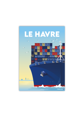 Carte postale d'un porte-contenneur au Havre