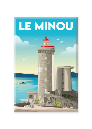 Situé sur la commune de Plouzané, le phare du Petit Minou est l'un des plus connus de Bretagne. Il se dresse au niveau du goulet de Brest et indique aux bateaux le chemin à suivre pour se rendre en rade de Brest. L'illustration a été dessinée dans le Finistère et le magnet a été fabriqué en France.