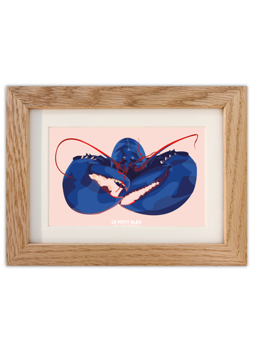 Carte postale du petit bleu avec un cadre en chêne