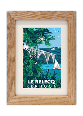Carte postale du Relecq-Kerhuon avec un cadre en chêne