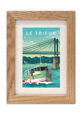 Carte postale du Trieux dans les Côtes d'Armor avec un cadre en chêne