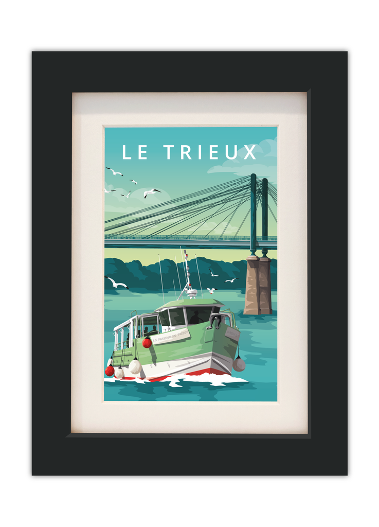 Carte postale du Trieux dans les Côtes d'Armor avec un cadre noir