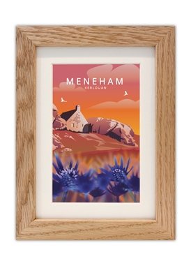 Carte postale de Meneham à Kerlouan avec un cadre chêne