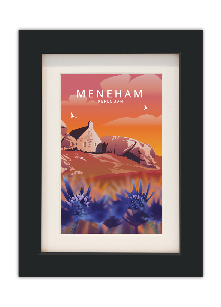 Carte postale de Meneham à Kerlouan avec un cadre noir