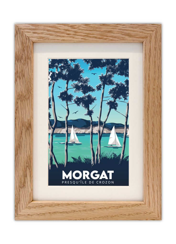 Carte postale de Morgat avec un cadre en chêne