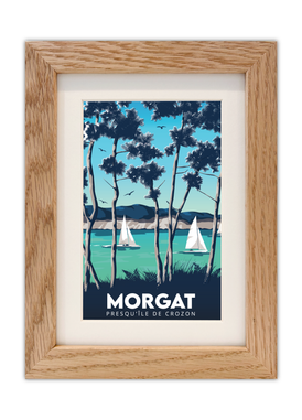 Carte postale de Morgat avec un cadre en chêne