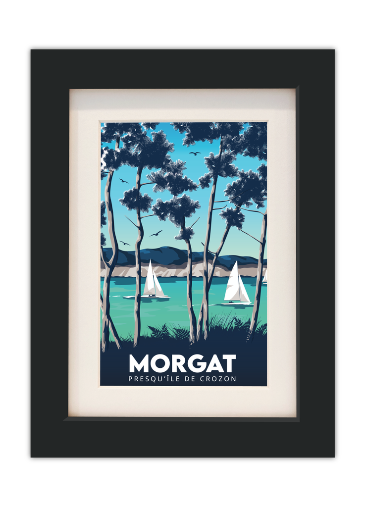 Carte postale de Morgat avec un cadre noir