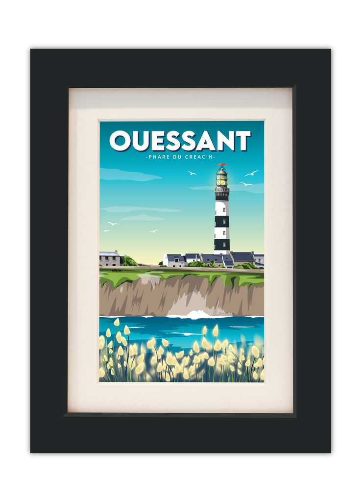 Carte postale de Ouessant avec un cadre noir