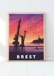 Puzzle d'un coucher de soleil sur les grues de Brest