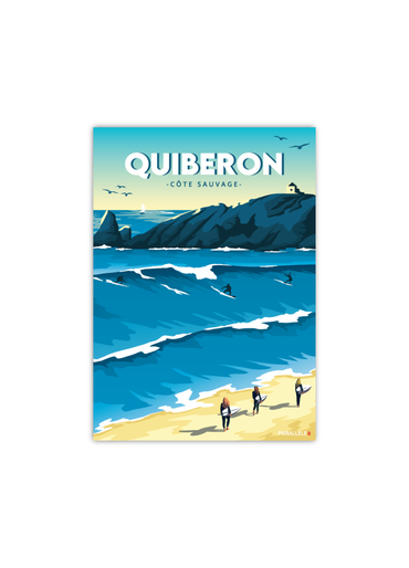Carte postale de surfeurs sur la côte sauvage de Quiberon
