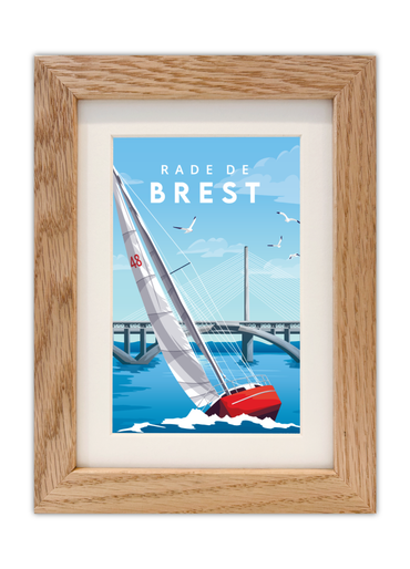 Carte postale de la rade de brest avec un cadre chêne