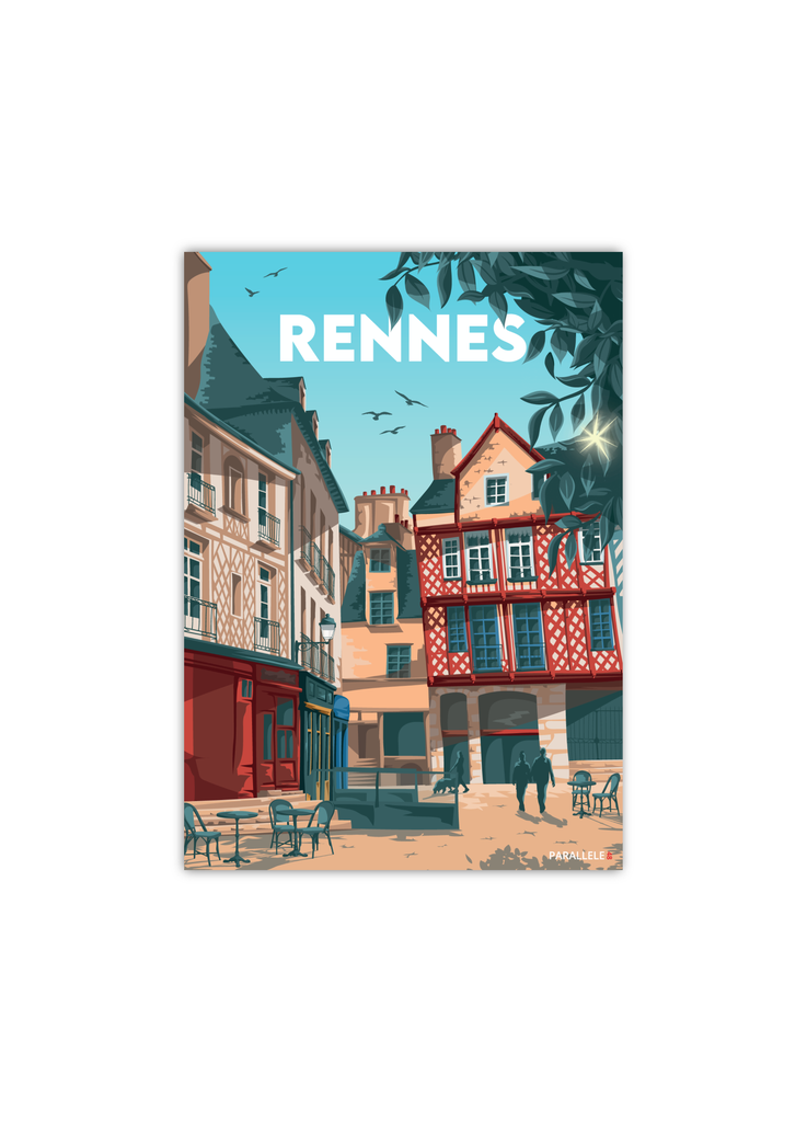Carte postale de la place Sainte-Anne à Rennes