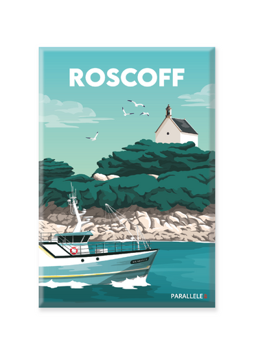 Cité corsaire du Finistère Nord, Roscoff est située à l'ouest de la Baie de Morlaix. La Chapelle Sainte Barbe est l'un des lieux remplis de charmes de la commune. L'illustration a été dessinée dans le Finistère et le magnet a été fabriqué en France.  Pour l'expédition de votre commande, chaque magnet est soigneusement inséré dans un sachet en plastique recyclé, lui même inséré dans un carton solide d'expédition.  Dimensions : 5.4 x 8 cm  Finition : mat soft touch