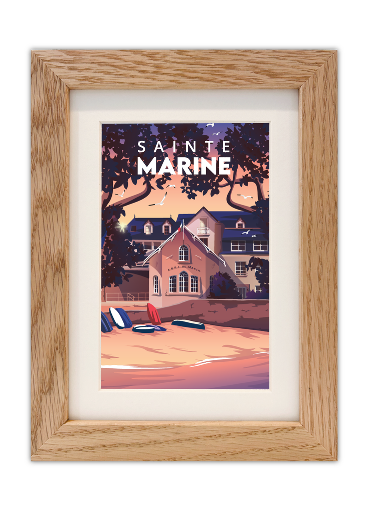 Carte postale de Sainte-Marine de Bénodet avec un cadre chêne