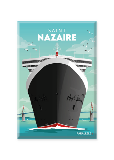 Connu pour la construction des plus gros paquebots du monde, le port de Saint-Nazaire est la capitale de la construction navale en France.  L'illustration a été dessinée dans le Finistère et le magnet a été fabriqué en France.  Pour l'expédition de votre commande, chaque magnet est soigneusement inséré dans un sachet en plastique recyclé, lui même inséré dans un carton solide d'expédition.