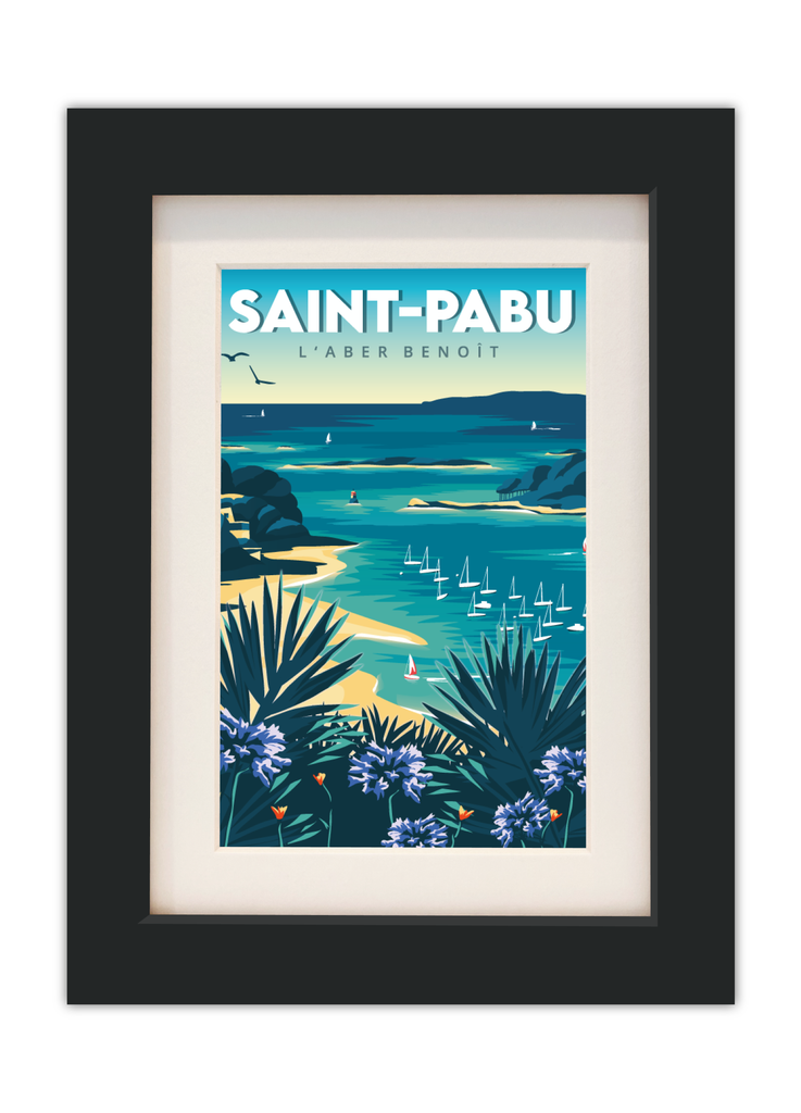 Carte postale de Saint-Pabu avec un cadre noir