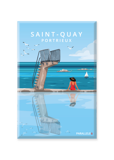 Le magnet "Saint-Quay-Portrieux" vient compléter notre collection mettant à l'honneur les plongeoirs emblématiques des stations balnéaires bretonnes. L'illustration a été dessinée dans le Finistère et le magnet a été fabriqué en France.  Pour l'expédition de votre commande, chaque magnet est soigneusement inséré dans un sachet en plastique recyclé, lui même inséré dans un carton solide d'expédition.