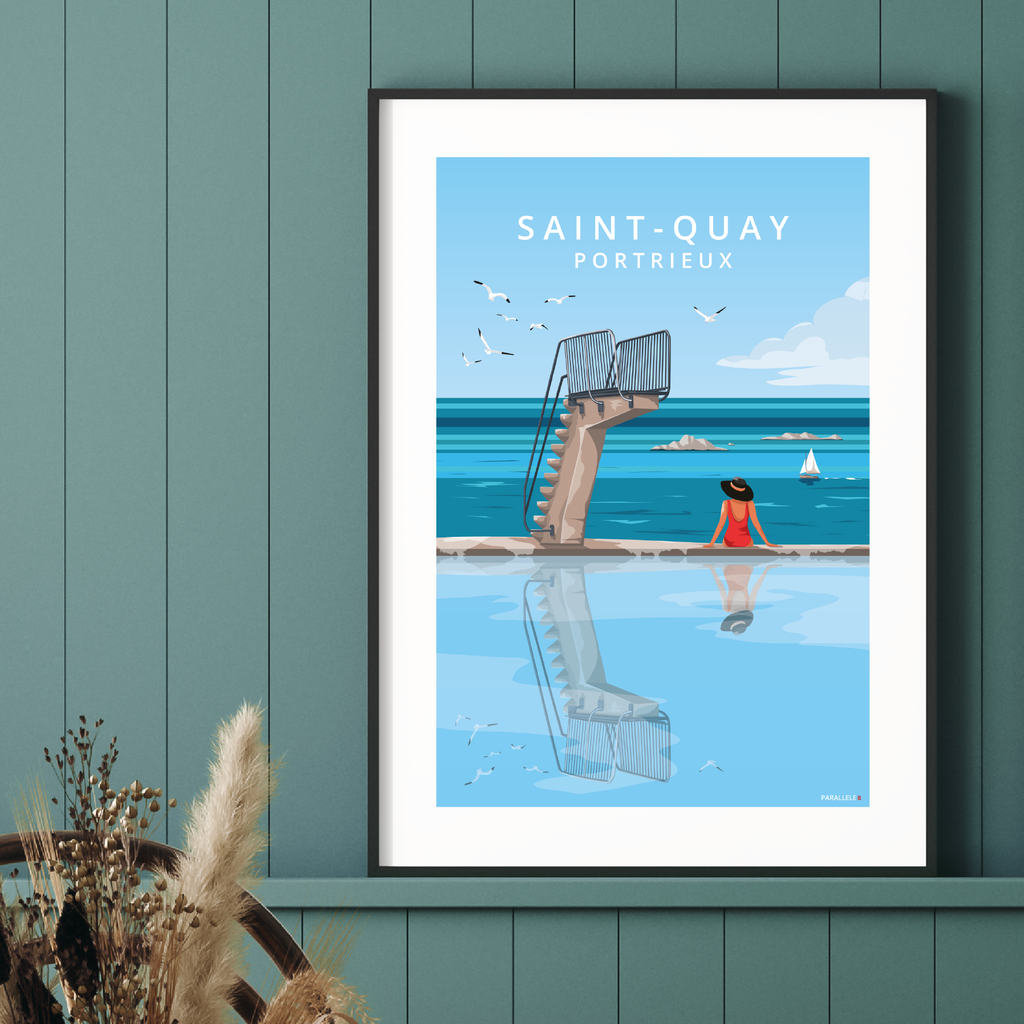 Affiche de la piscine et du plongeoir de Saint-Quay-Portrieux